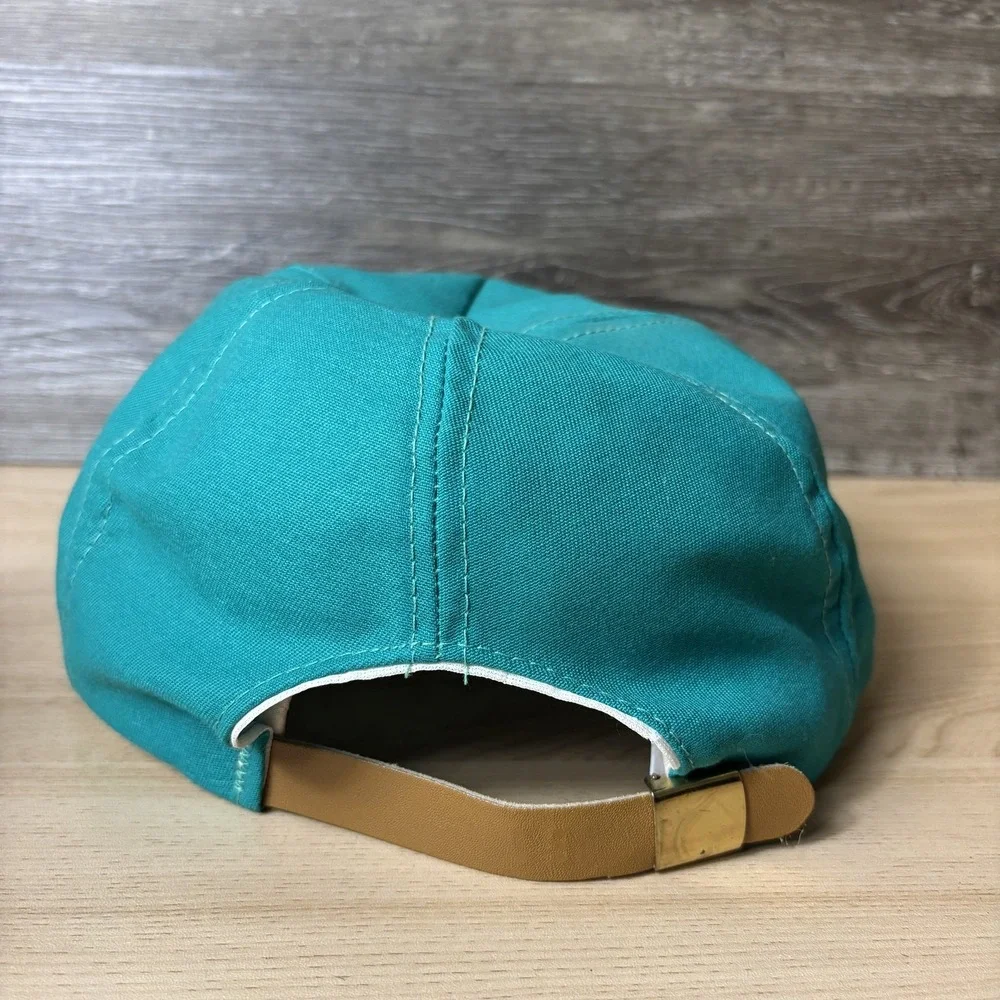 Vintage GE Capital Hat Cap Strap Back Teal Green Embroidered Promo Mens 90s